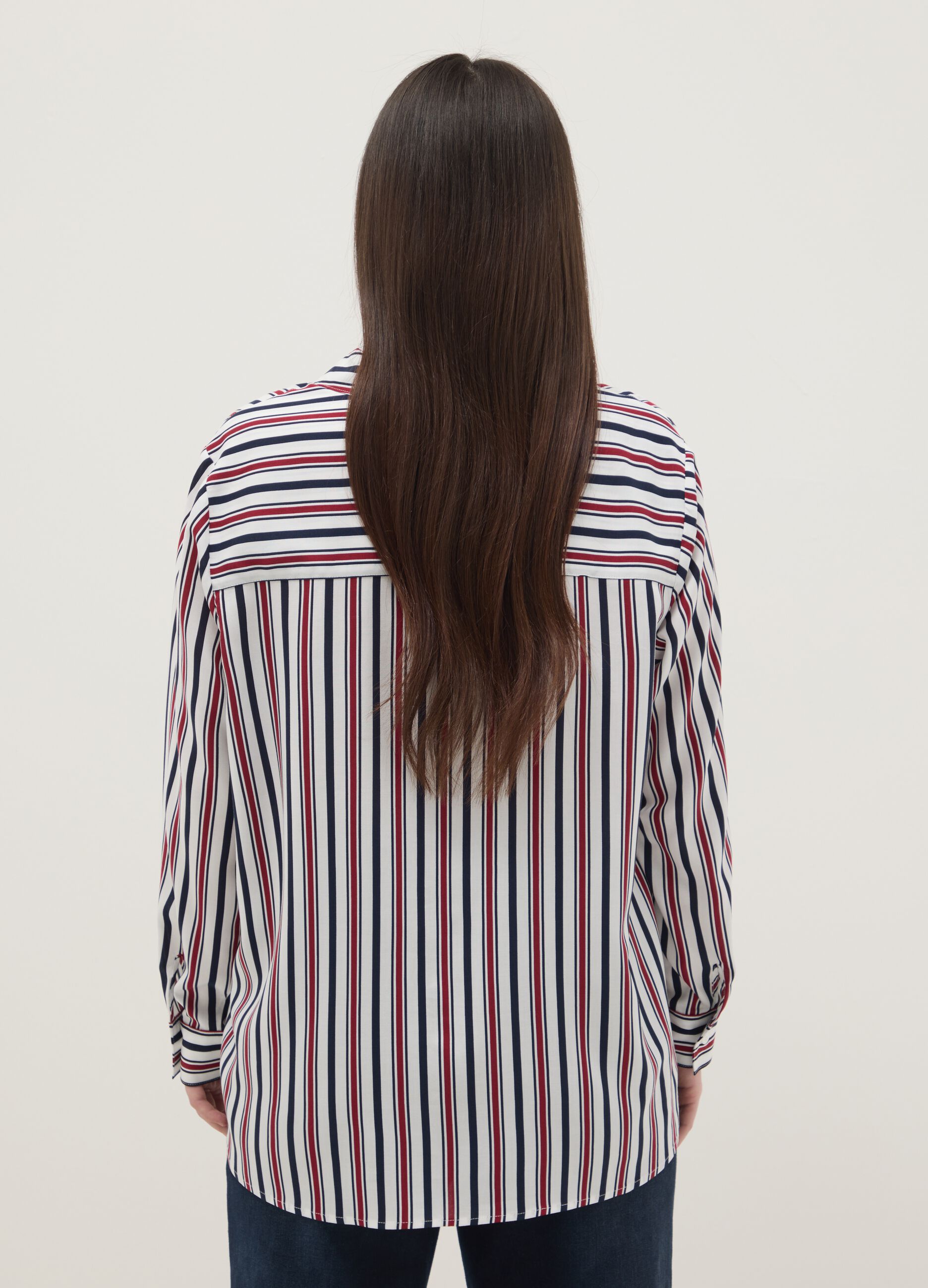 Multicolour striped pure viscose shirt regular fit