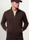 Brown cotton-blend sweatshirt with crew neck and zip, regular fit_4