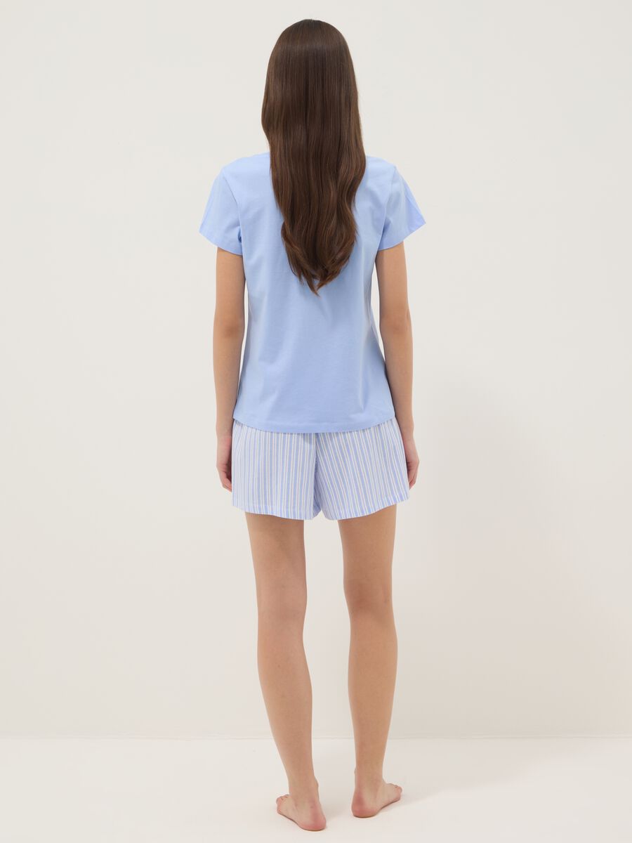 Sky blue regular fit short pyjamas in pure cotton_2
