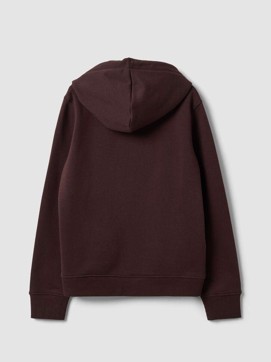 Felpa marrone in misto cotone con cappuccio regular fit_1