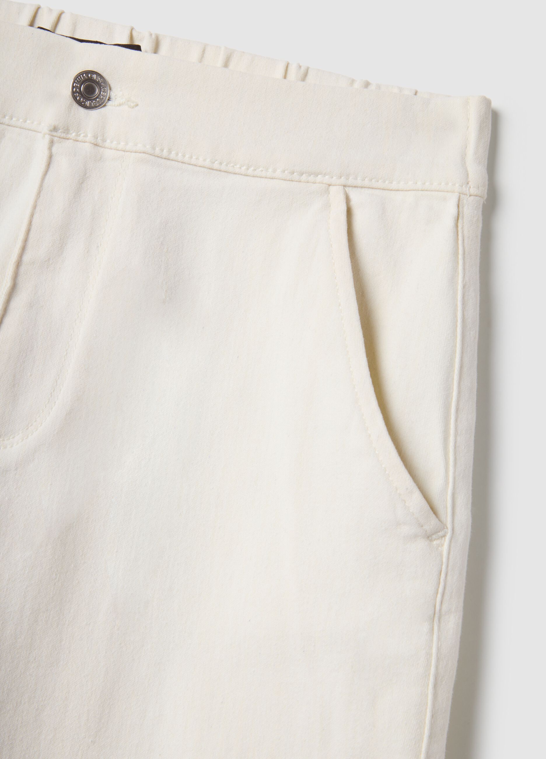 White Slim Fit Cotton Blend Chino Trousers