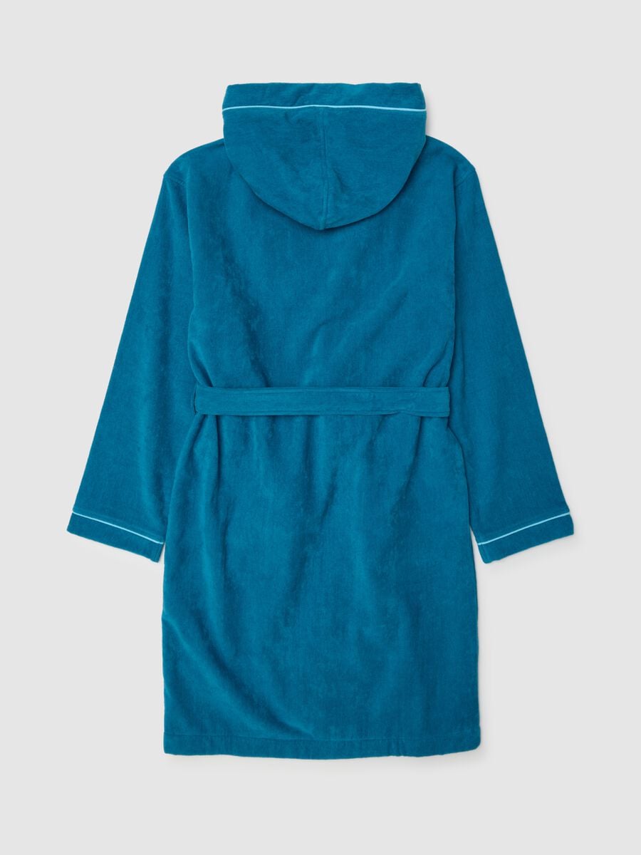 Boys' Pure Cotton Blue Bathrobe with Hood_1