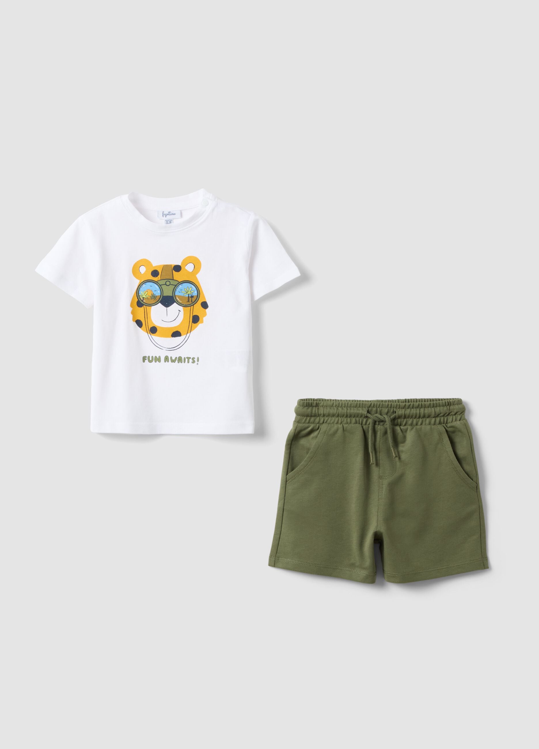 Multicolour pure cotton set for boys regular fit with tiger