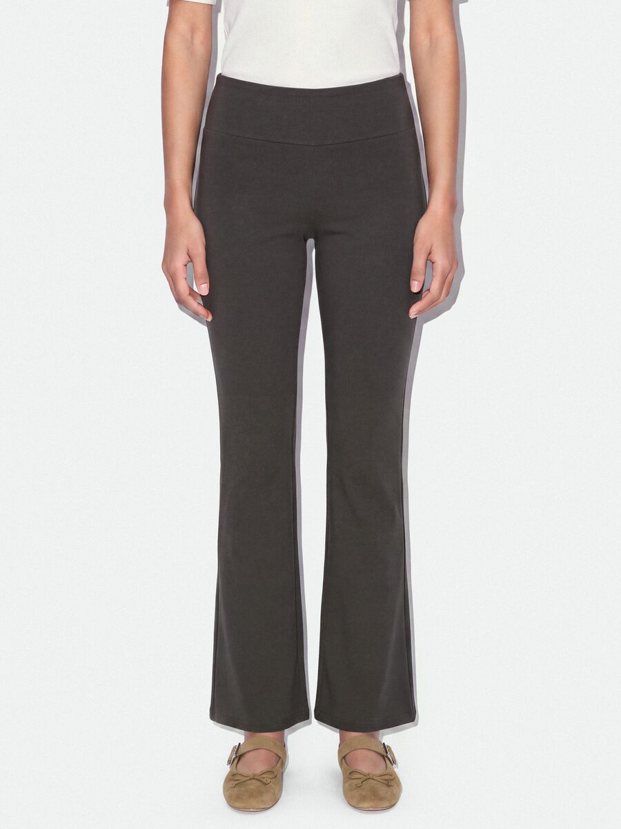 Grey stretch cotton flared trousers_3