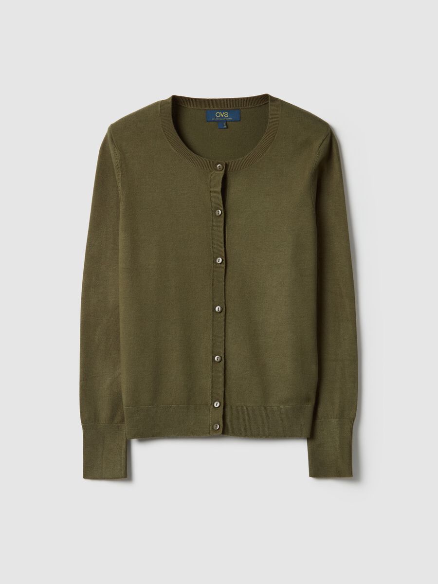 Green Crewneck Cardigan Regular Fit_4