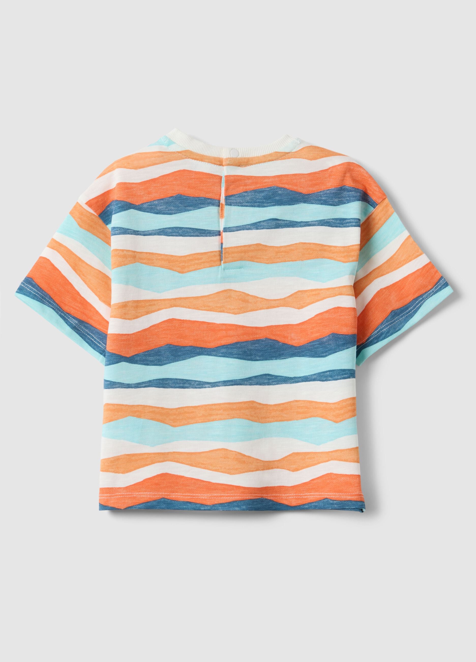 Multicolour striped pure cotton regular fit T-shirt for kids