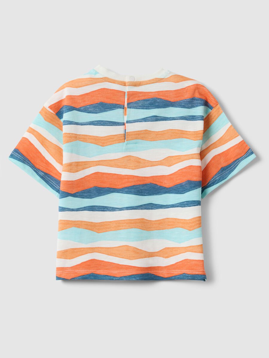 Multicolour striped pure cotton regular fit T-shirt for kids_1