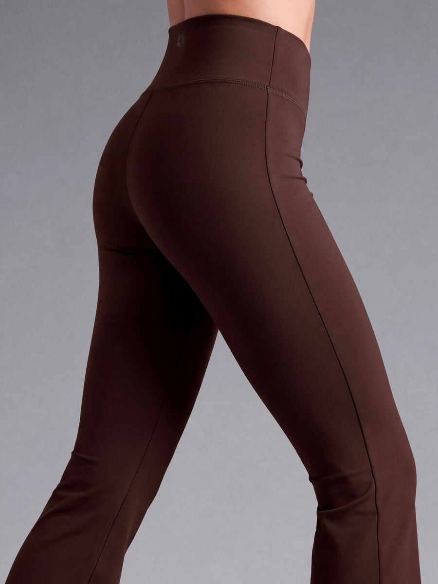 Brown flared leggings in breathable stretch fabric ALTAVIA STUDIO_2