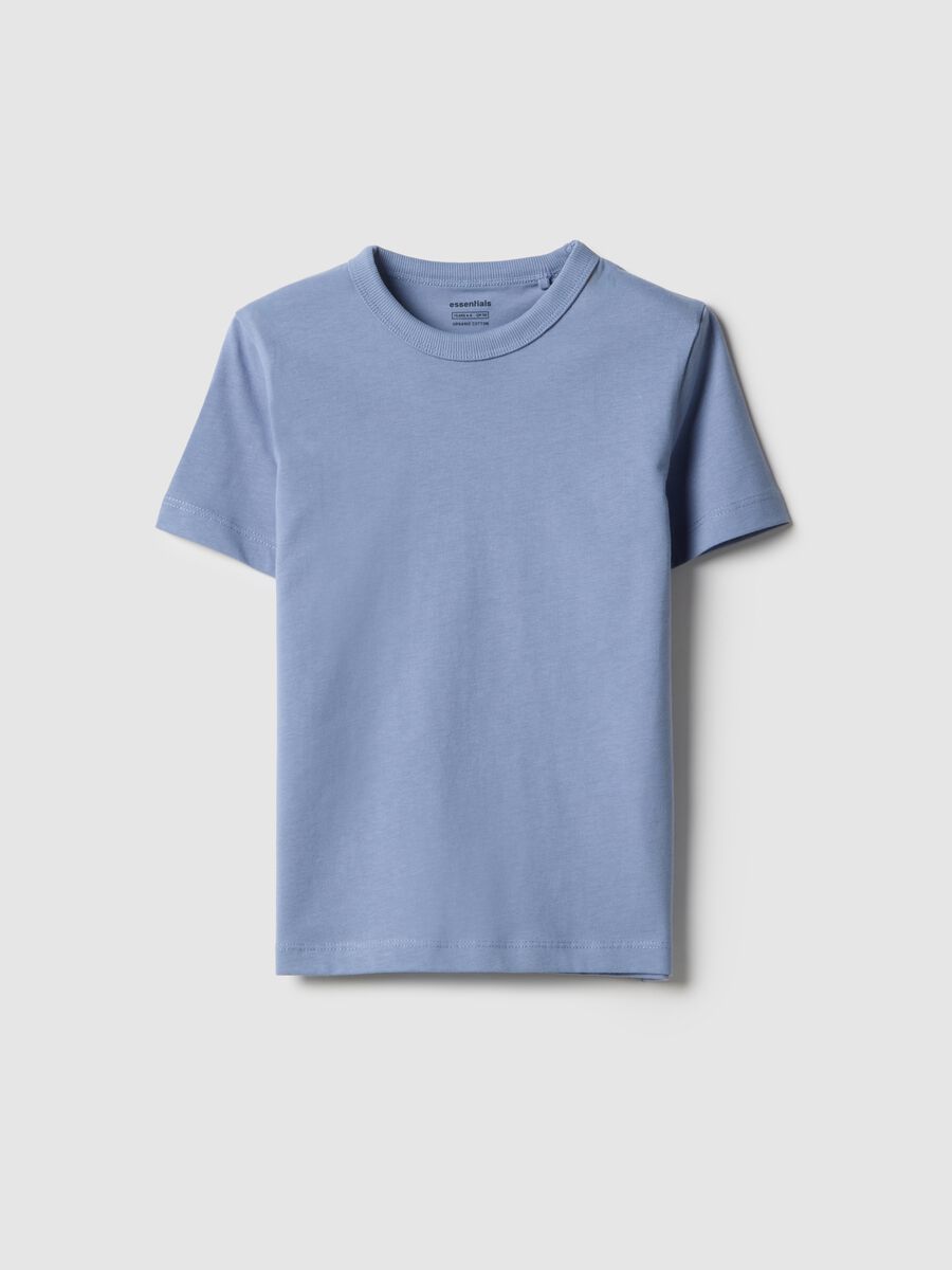 T-shirt girocollo azzurra da bambino in puro cotone regular fit_0