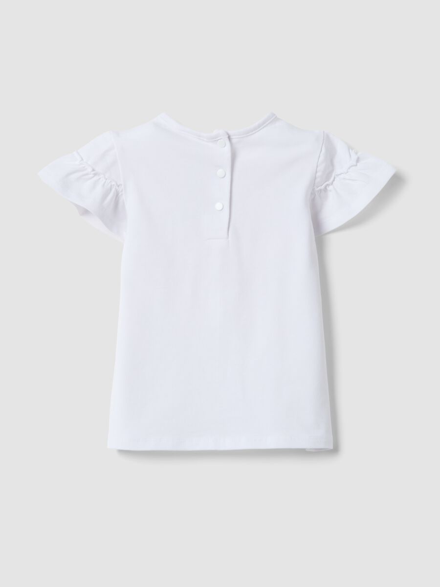 T-shirt in cotone elasticizzato bianco da bimba regular fit con fiori_1