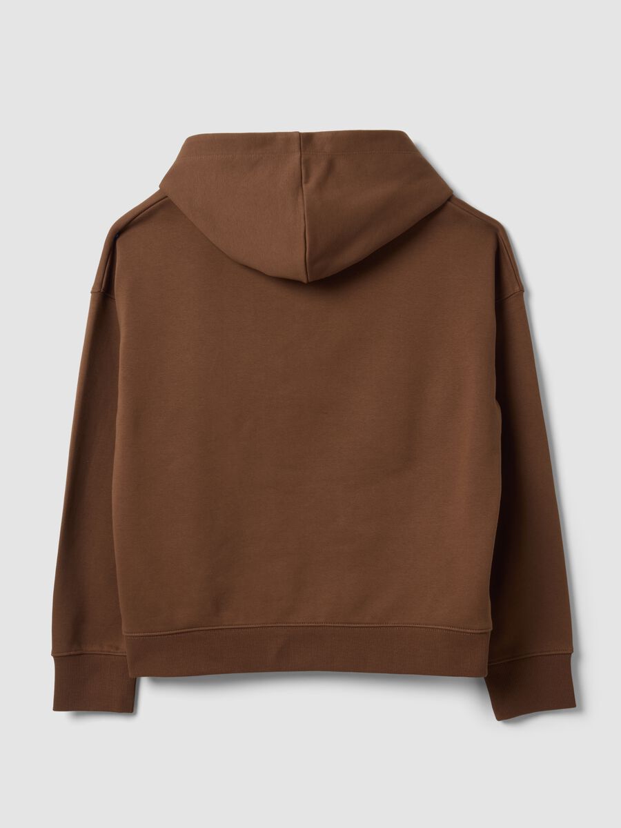 Felpa marrone in misto cotone con cappuccio regular fit_2