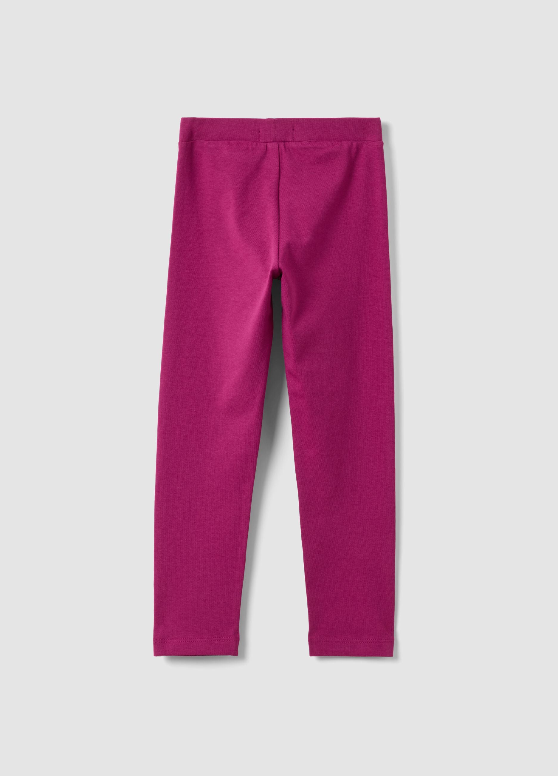 Girls&rsquo; purple skinny-fit organic stretch cotton leggings