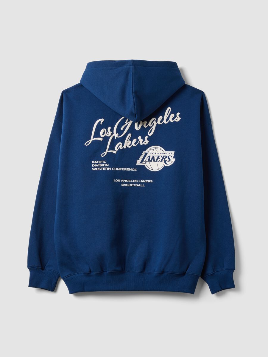 Blue cotton-blend hoodie with Lakers print_2