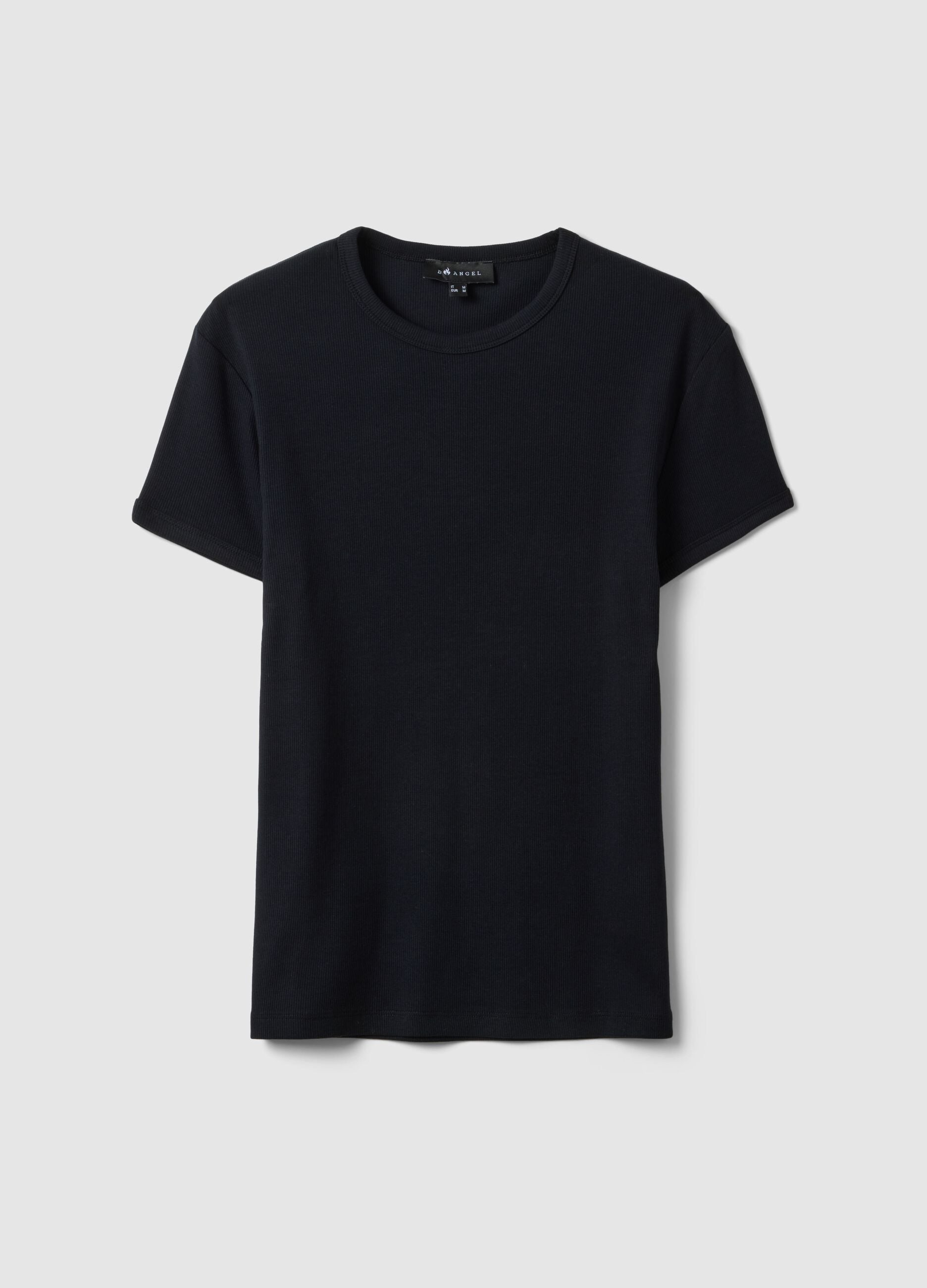Slim fit black stretch cotton t-shirt
