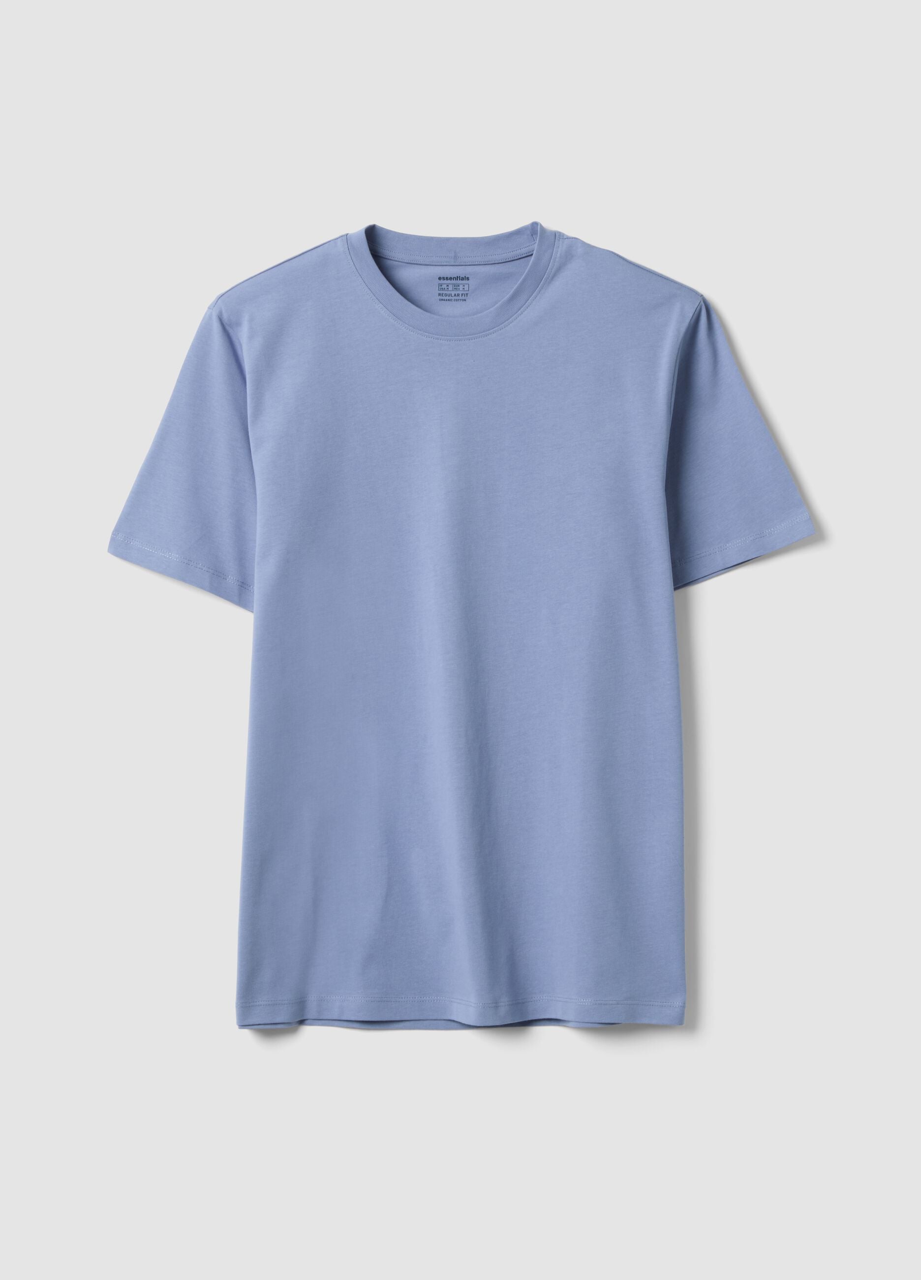 Blue regular-fit T-shirt in pure organic cotton jersey