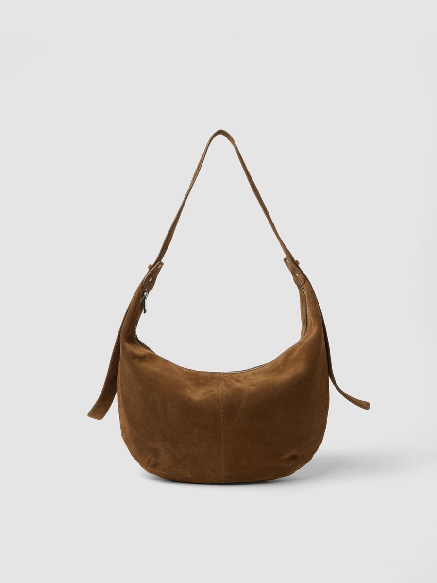 Borsa a spalla marrone in vera pelle_0