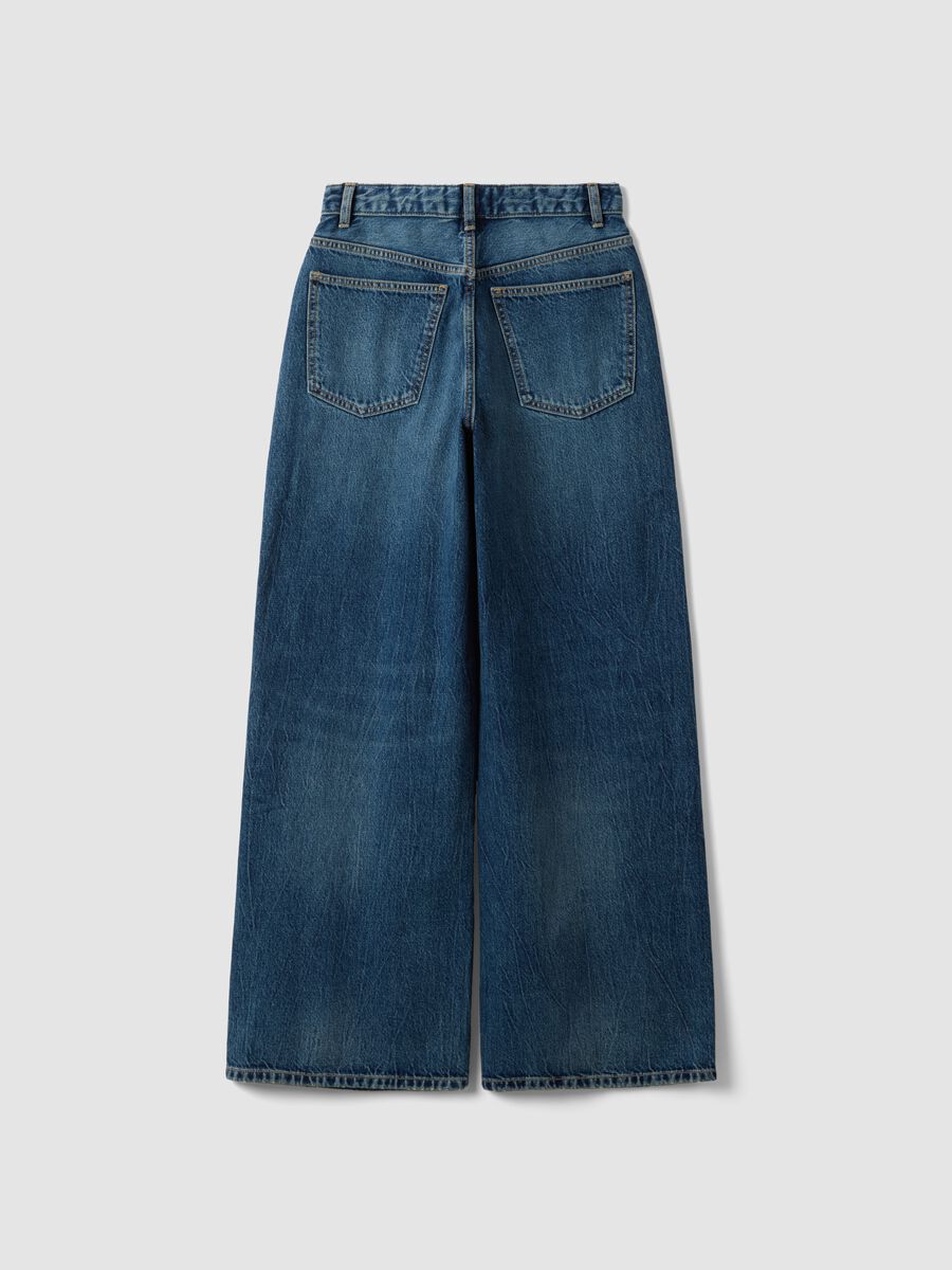Jeans denim blu wide leg in puro cotone_6