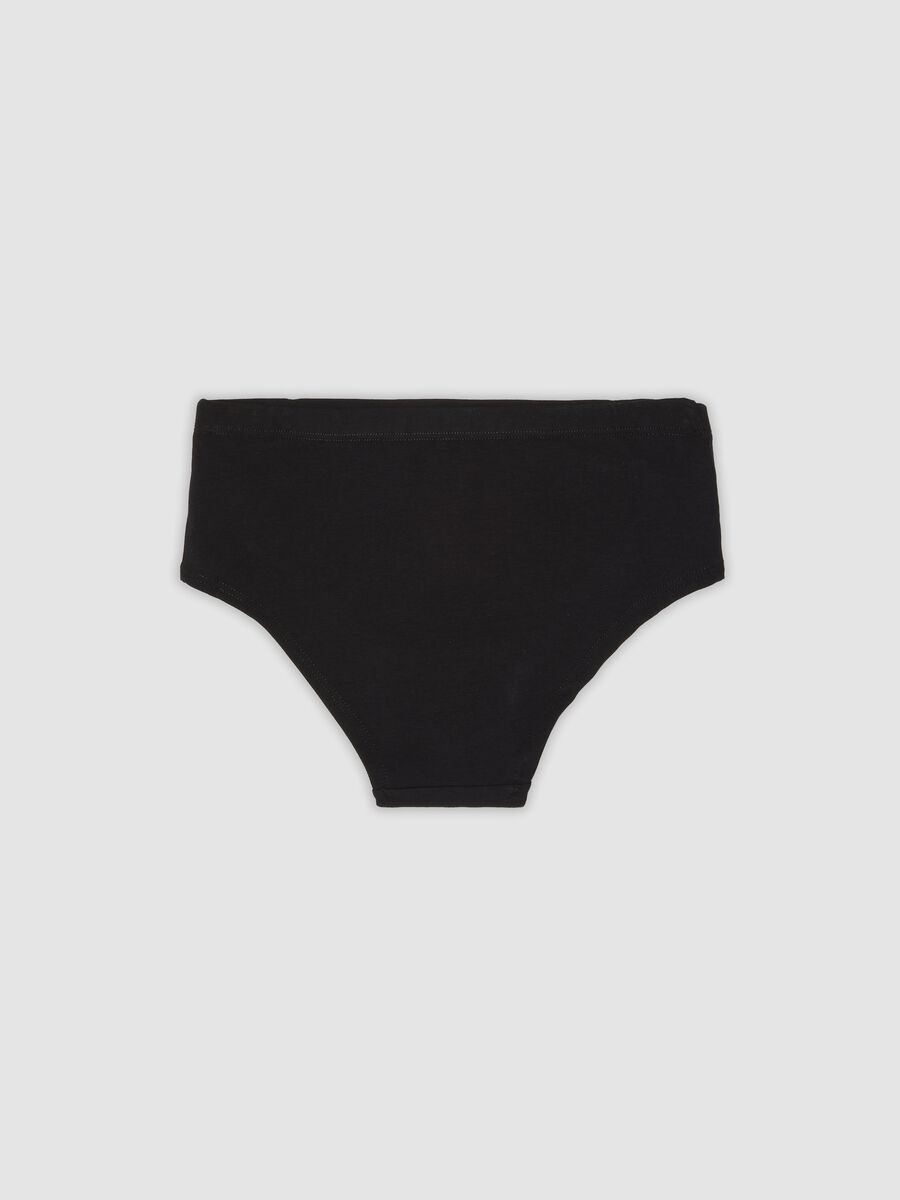 Girls&rsquo; black organic stretch cotton culotte briefs with star detail_1