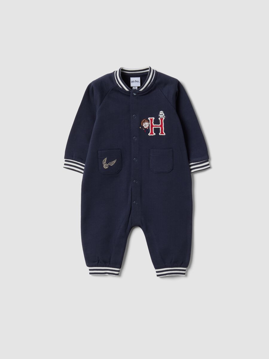 Black organic cotton babygrow with Harry Potter embroidery_0