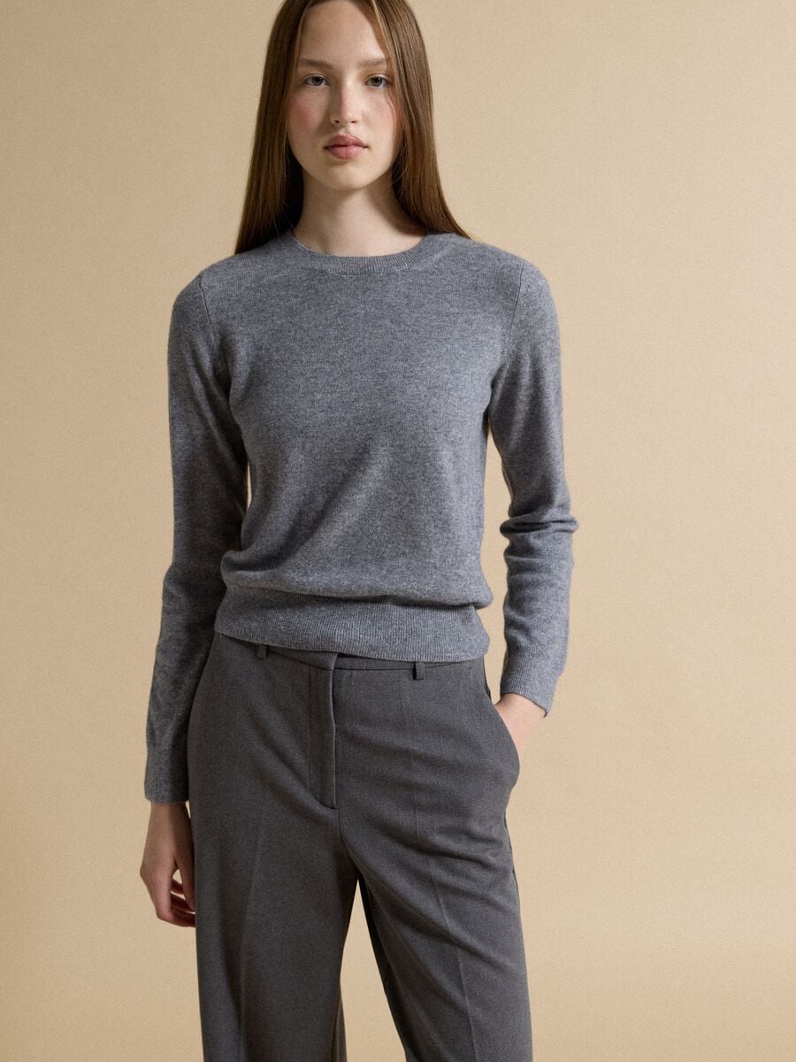 Grey pure cashmere crew-neck jumper_0