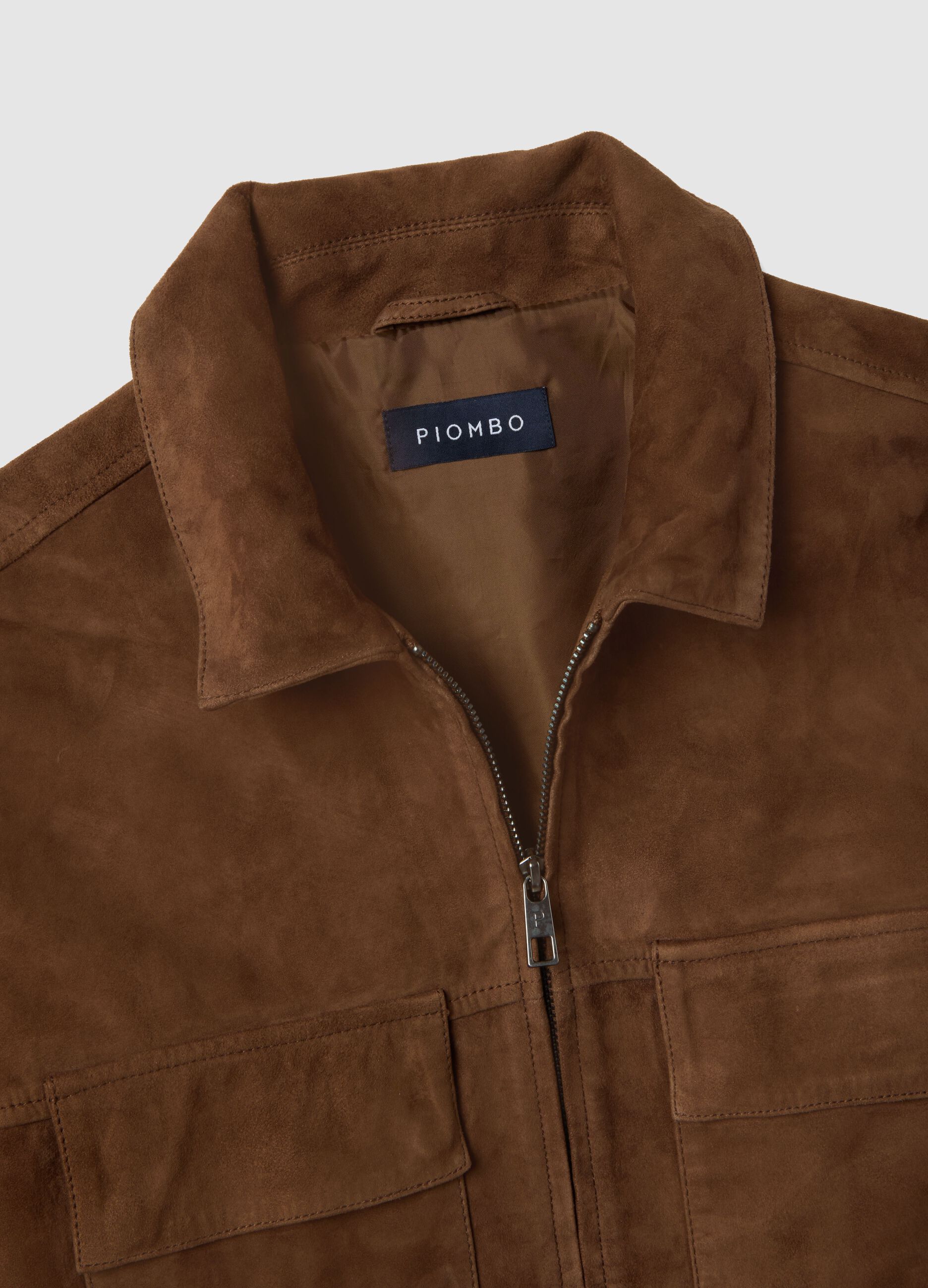 Light brown genuine leather jacket regular fit with full zip