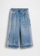 Blue pure cotton denim relaxed fit baby trousers with butterflies_1