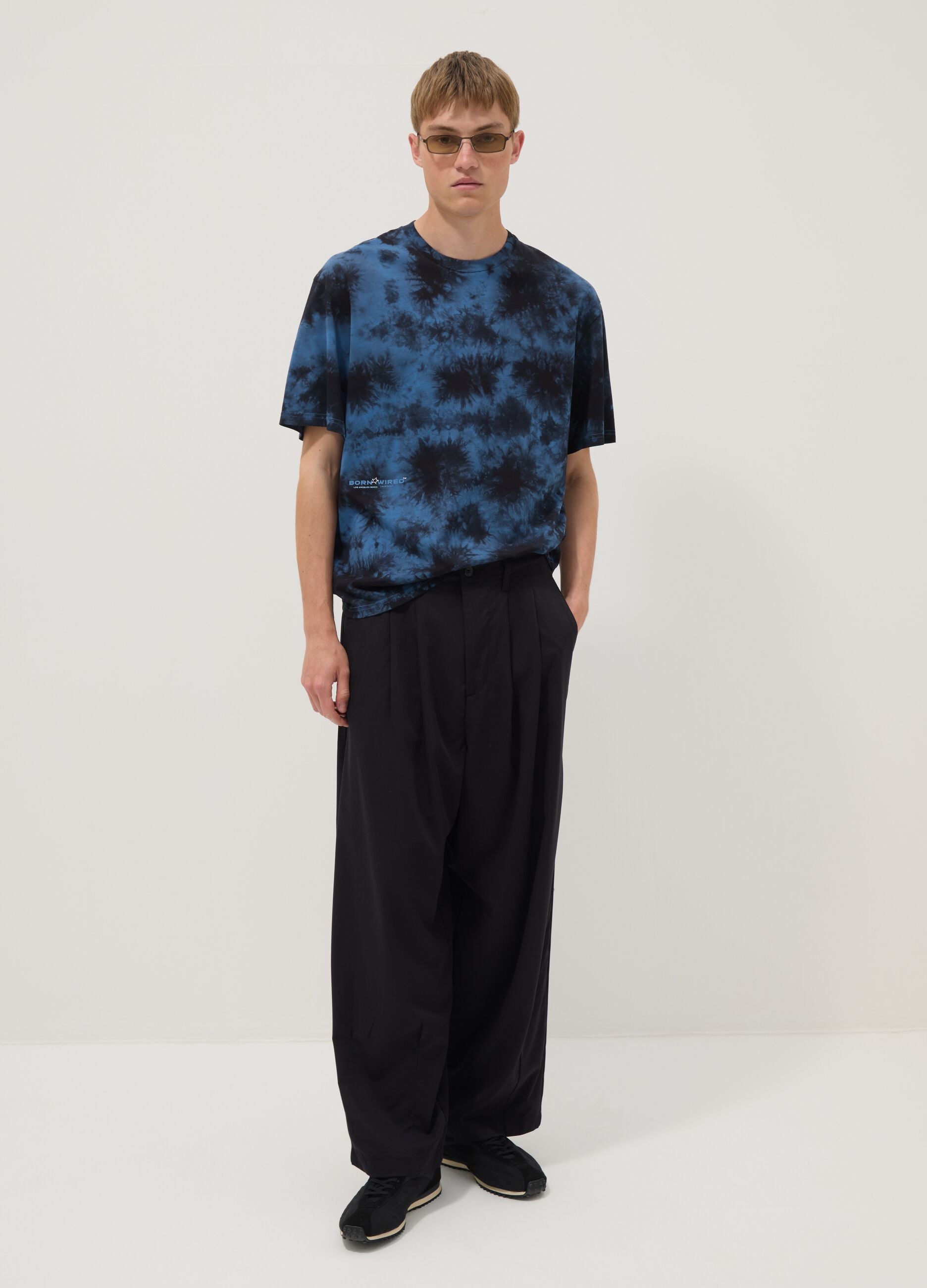 Blue short-sleeve pure cotton T-shirt