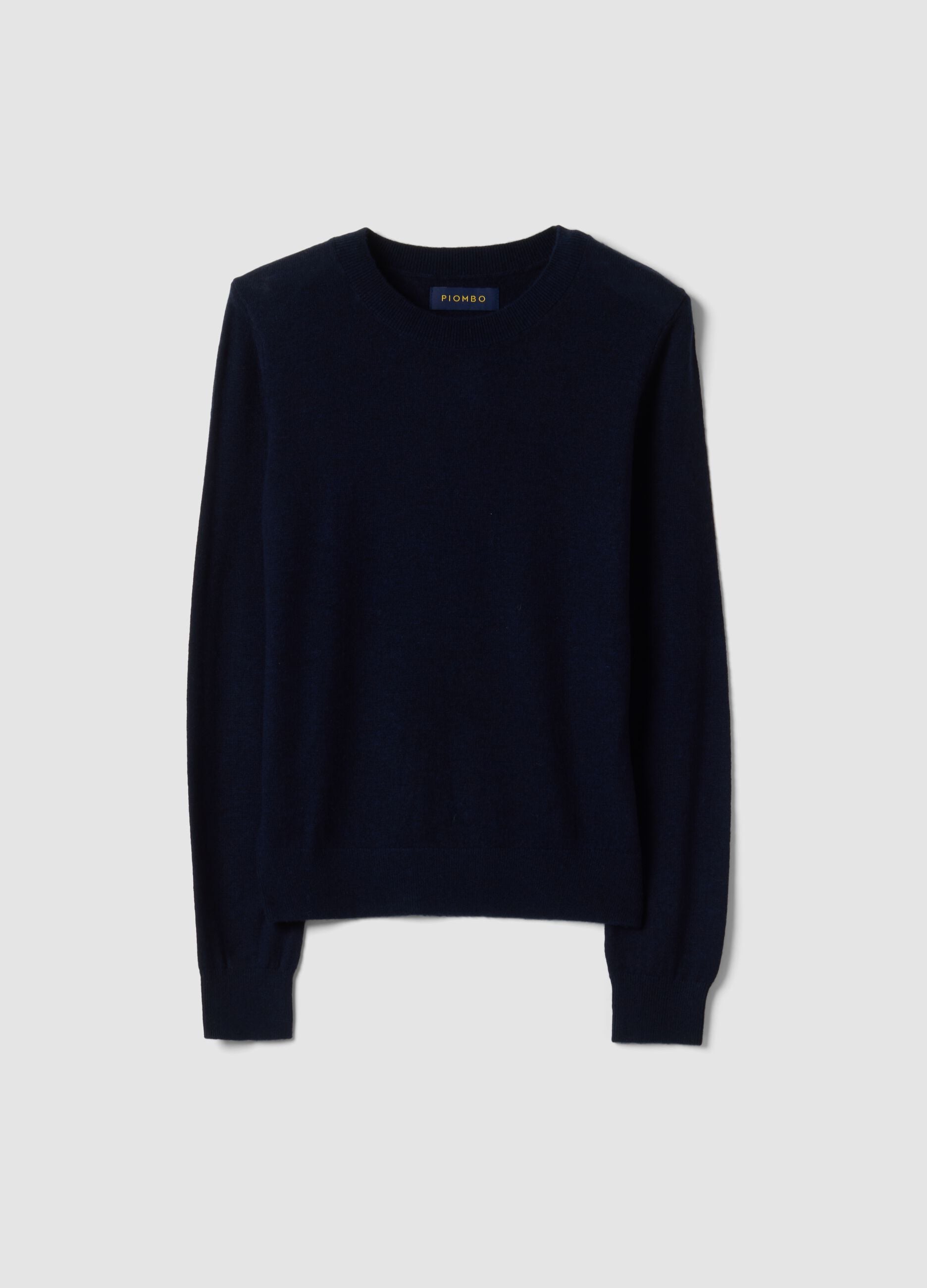Blue pure wool crew-neck jumper