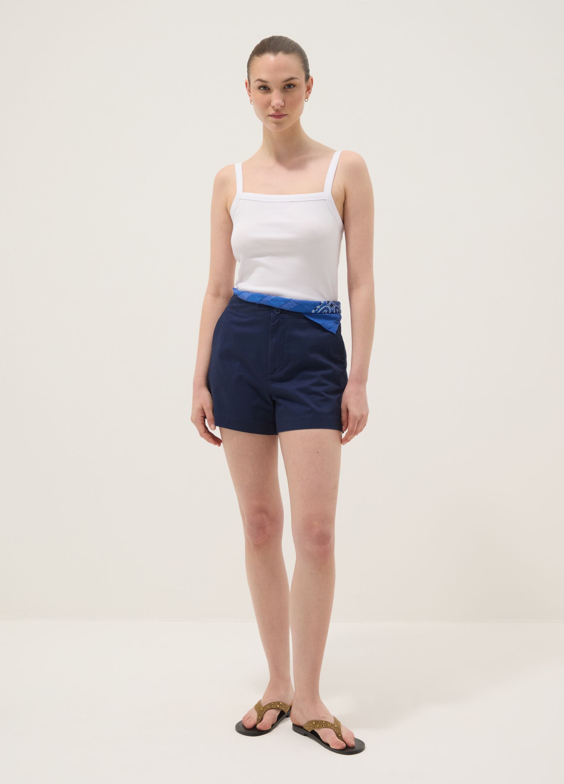White pure cotton ribbed vest top