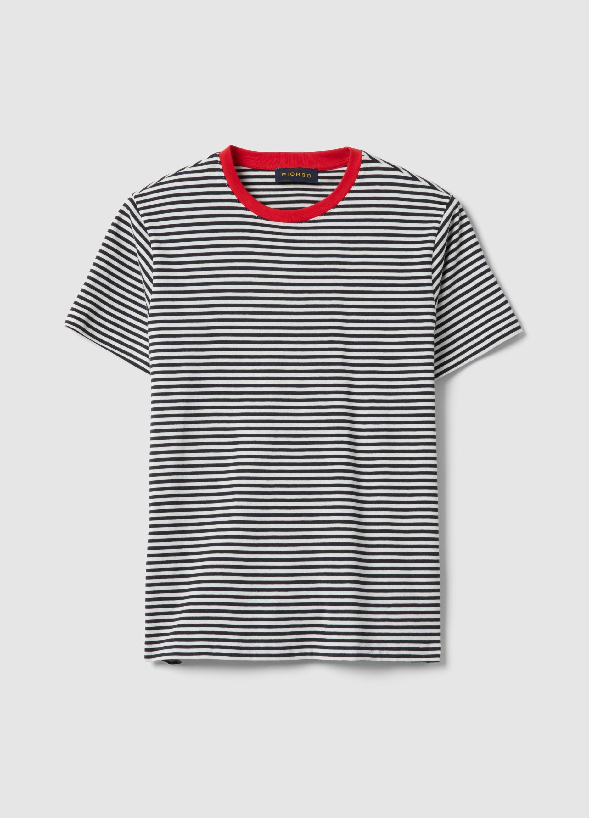 Regular fit multicolour striped pure cotton T-shirt