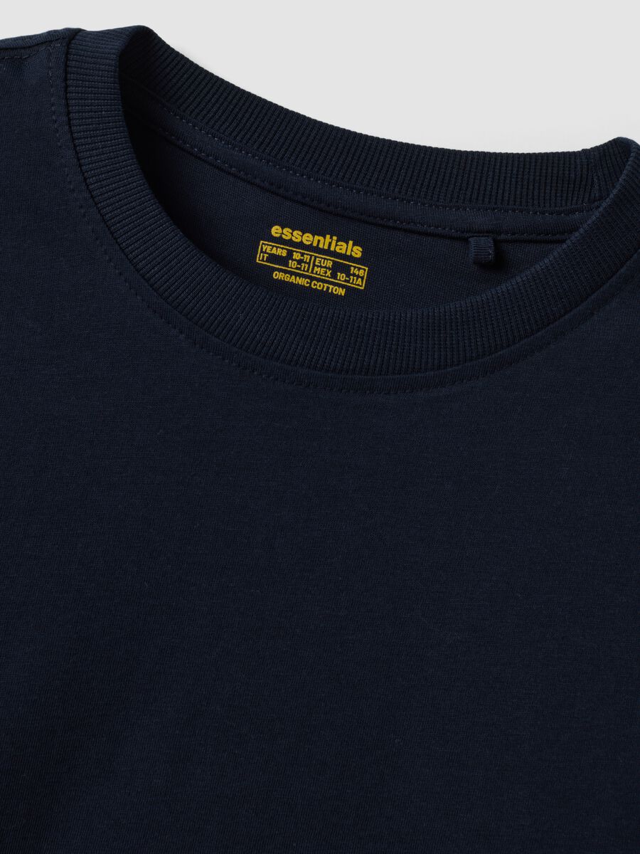 T-shirt blu a maniche lunghe in puro cotone organico regular fit per ragazzo_2