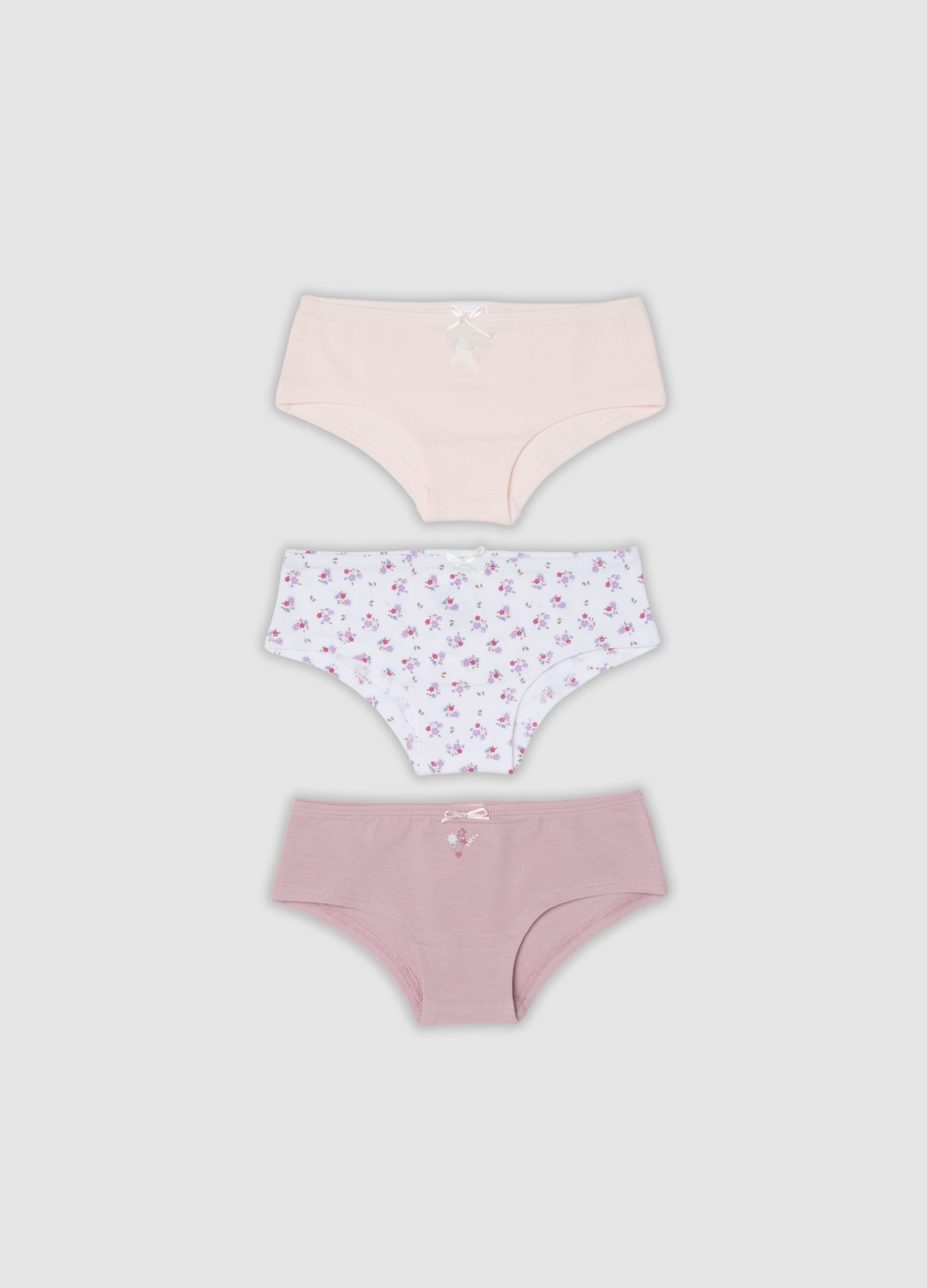 3-pack of multicolour baby girls&rsquo; briefs in stretch organic cotton blend