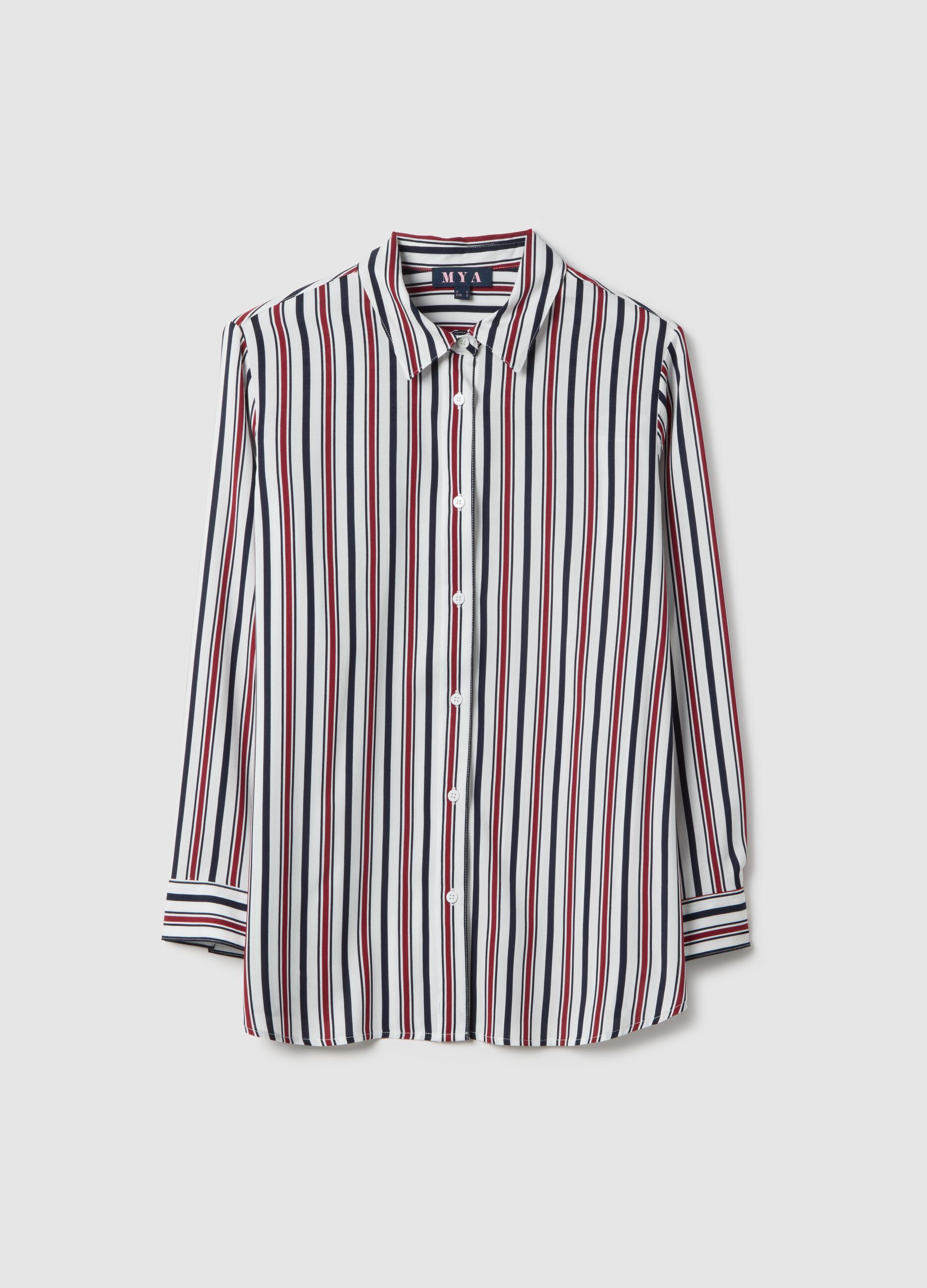 Multicolour striped pure viscose shirt regular fit