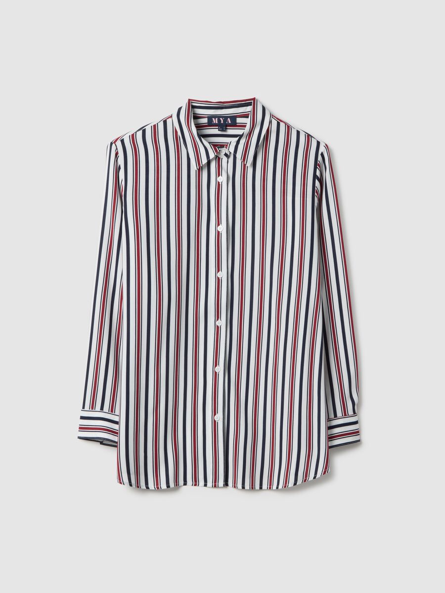 Multicolour striped pure viscose shirt regular fit_4