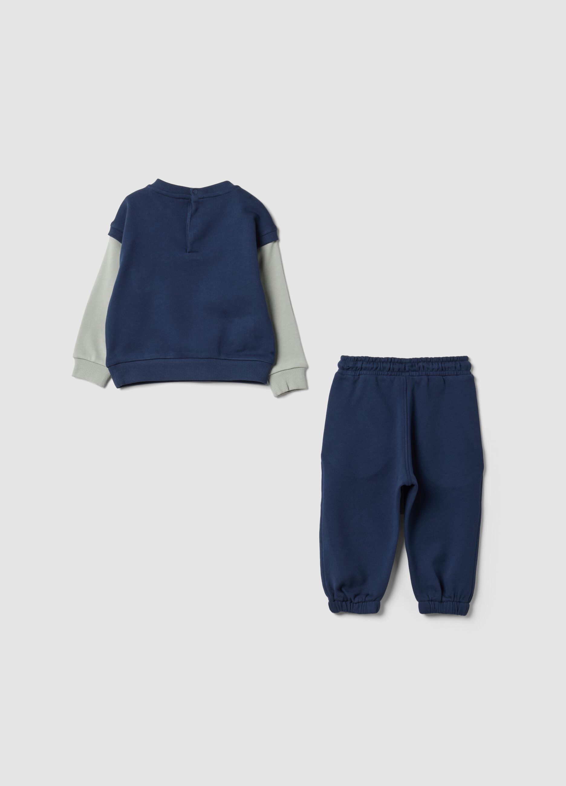 Blue pure cotton jogging set for baby boy with skate print