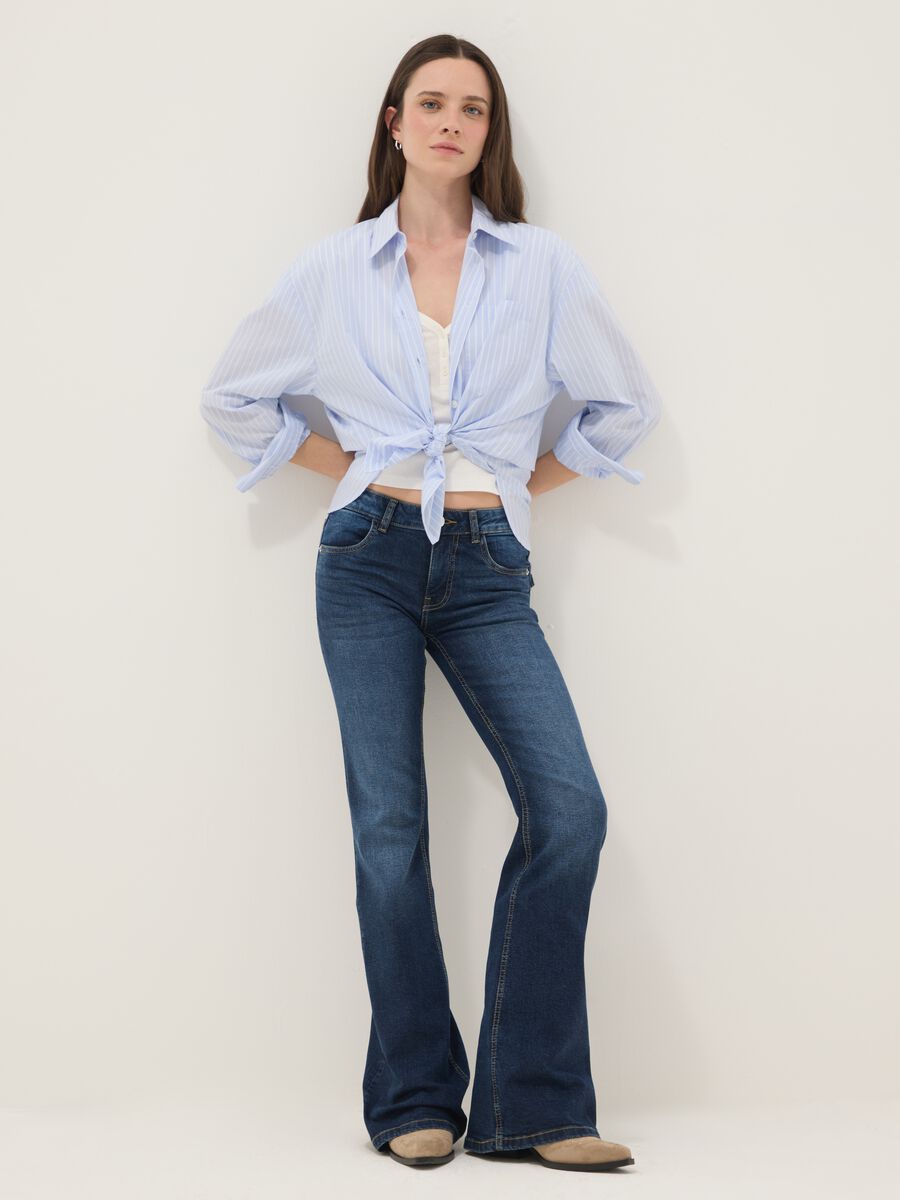 Flared jeans in blue stretch denim cotton_0