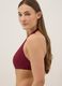 Red stretch triangle bikini top with central buckle_3