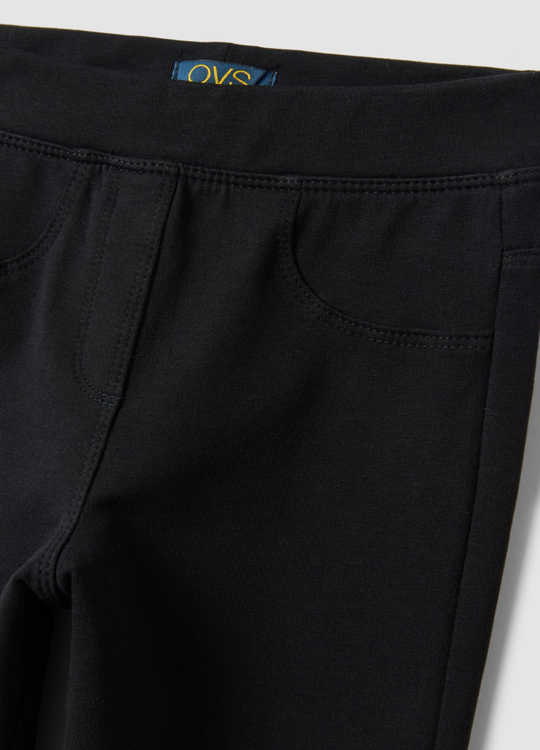 Girls&rsquo; black slim-fit stretch organic cotton treggings
