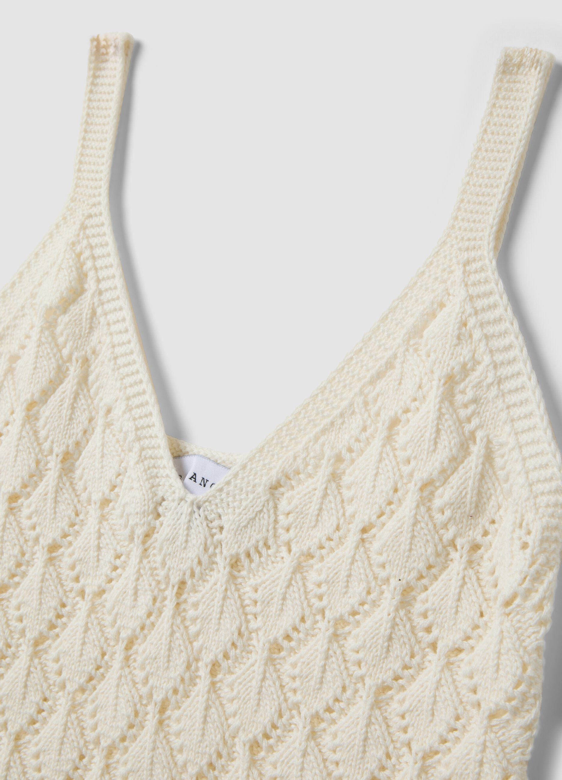 White pure cotton crochet waistcoat, regular fit