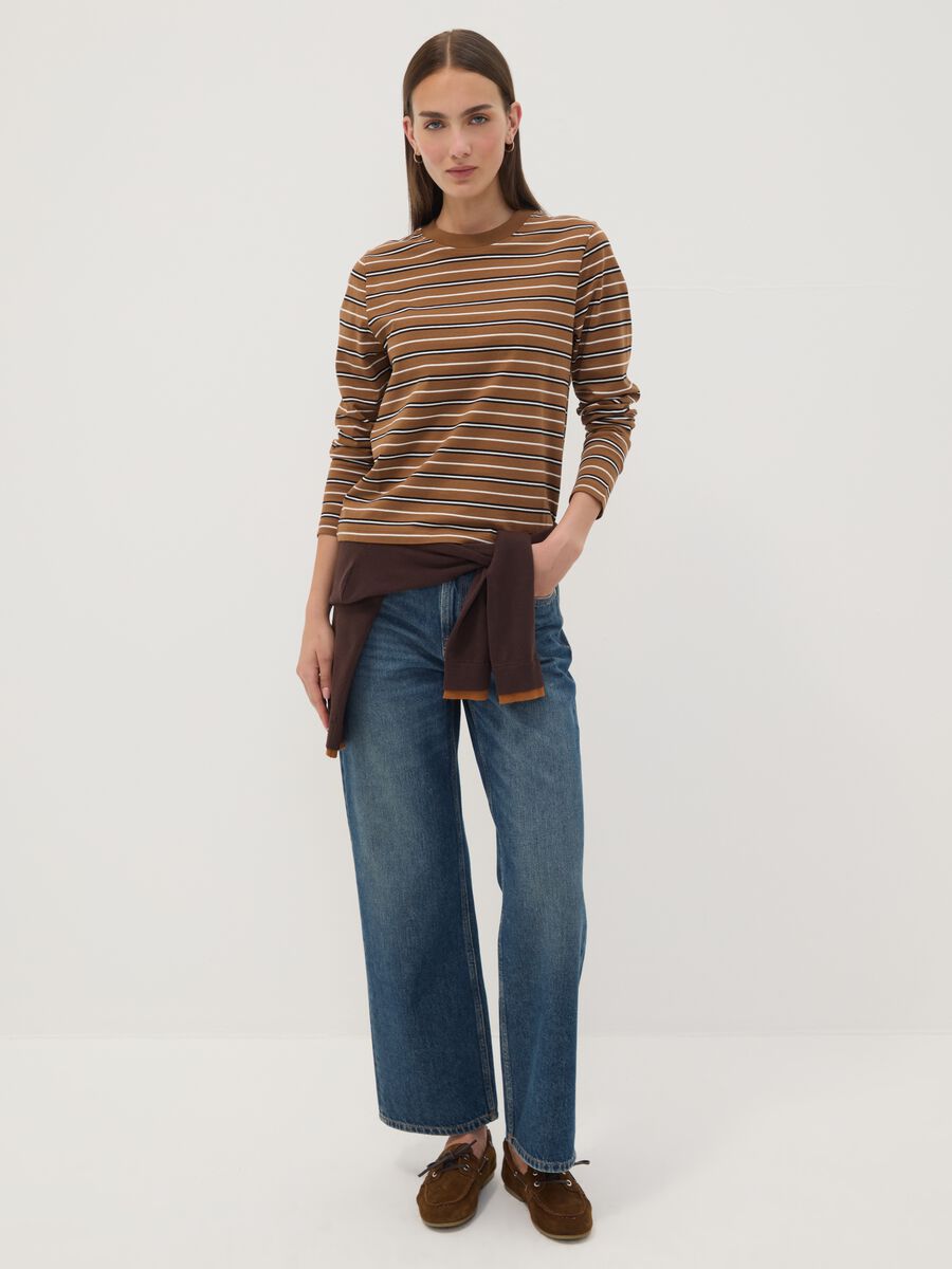 Multicolour pure cotton striped crew-neck T-shirt, regular fit_2