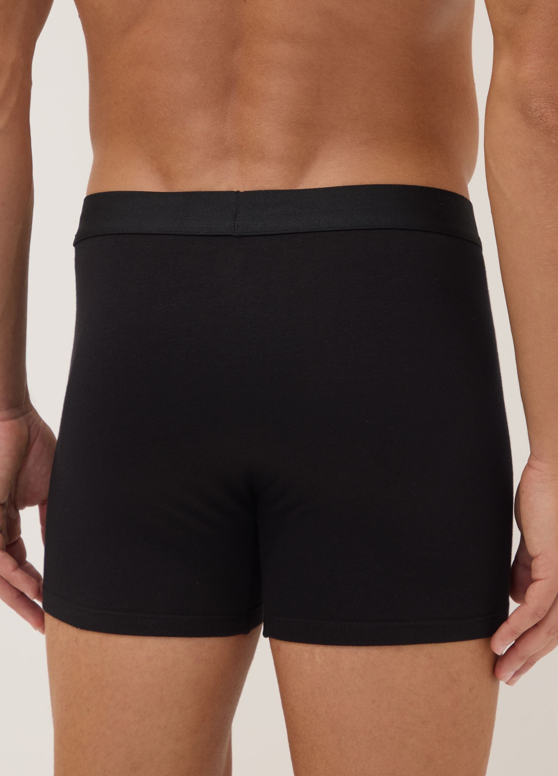 3-pack of black mid-length organic cotton boxers