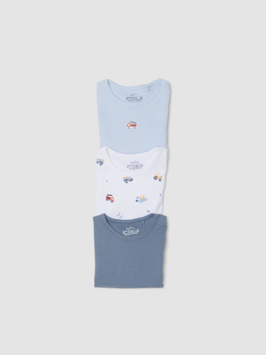 Tripack body blu e bianchi in puro cotone organico con macchinine_2