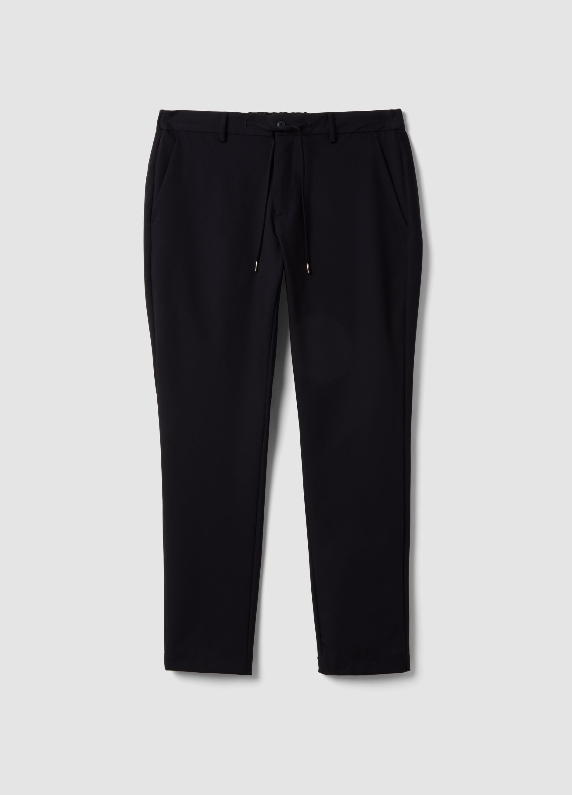 Black stretch carrot-fit chino trousers