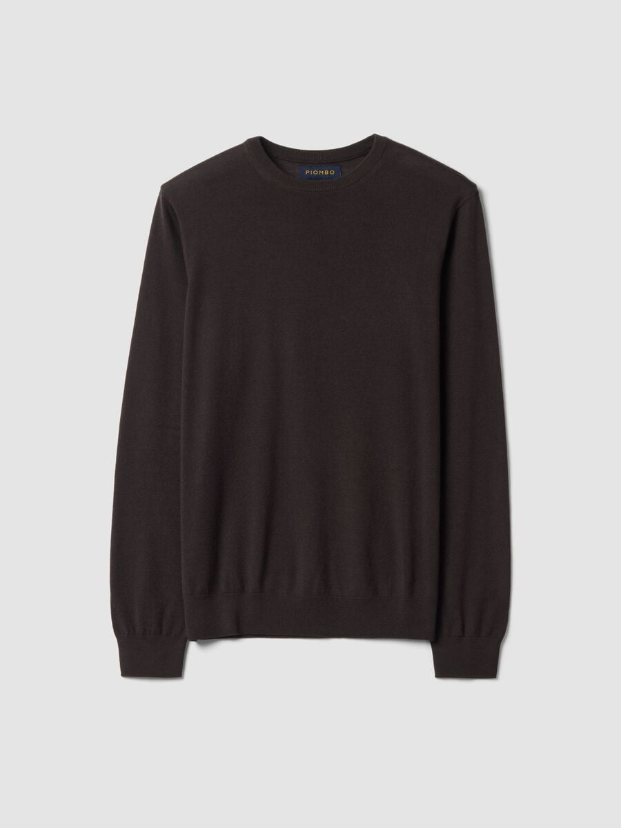 Brown pure merino wool crew-neck jumper, regular fit_0