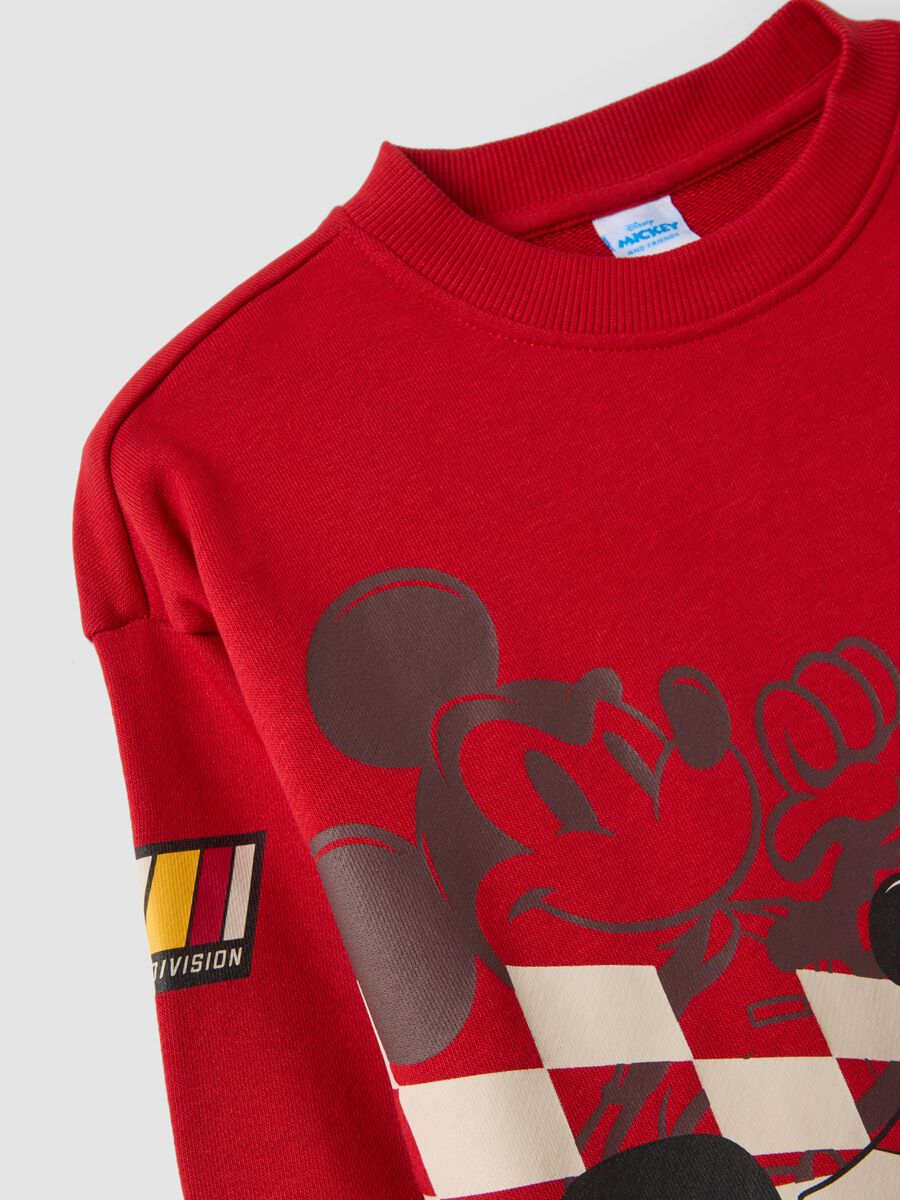 Red cotton-blend crew-neck sweatshirt with Mickey & Friends print_2