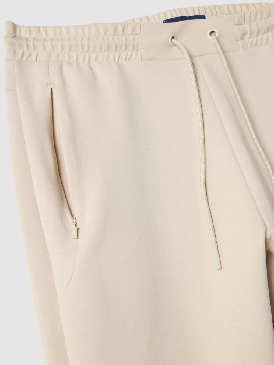 Pantaloni jogger in misto cotone elasticizzato beige regular fit_5
