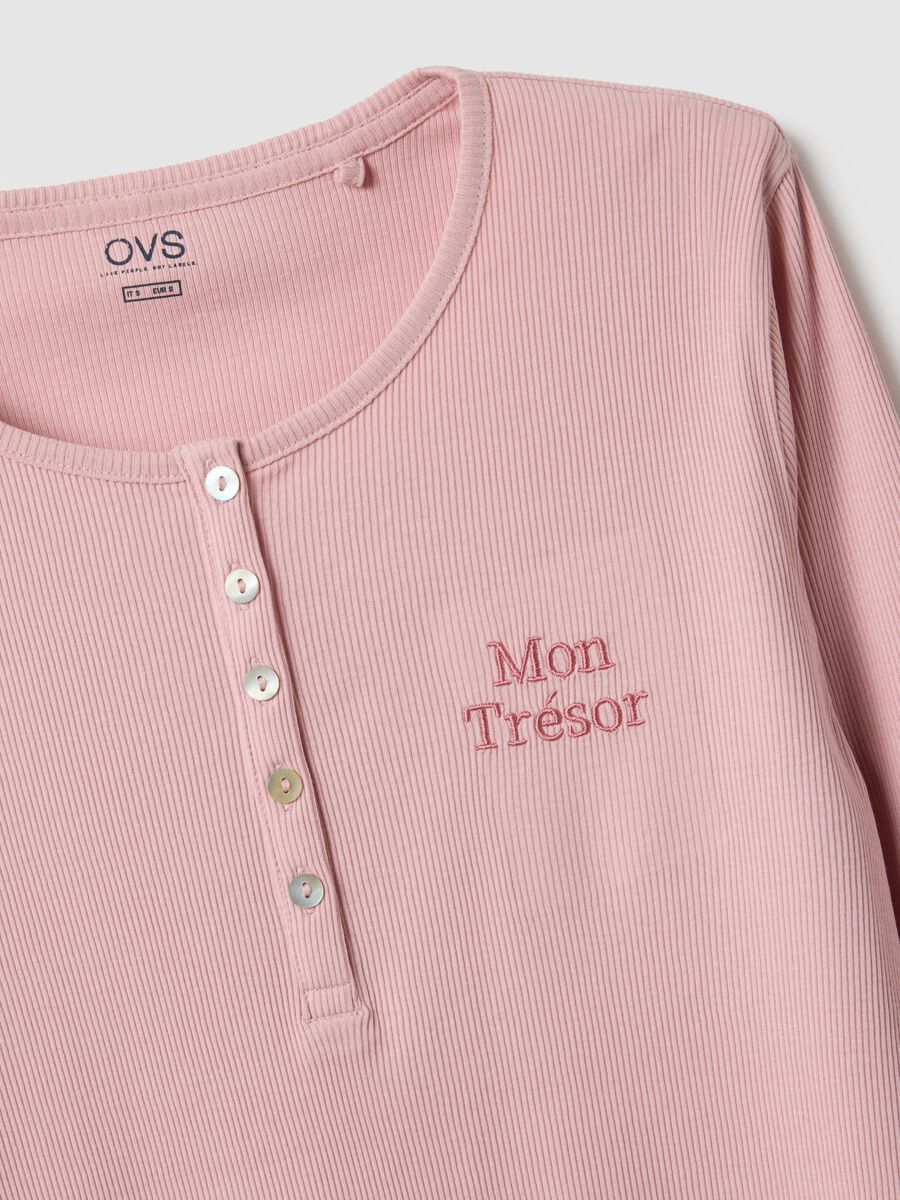 Pigiama rosa a righe in puro cotone regular fit_5