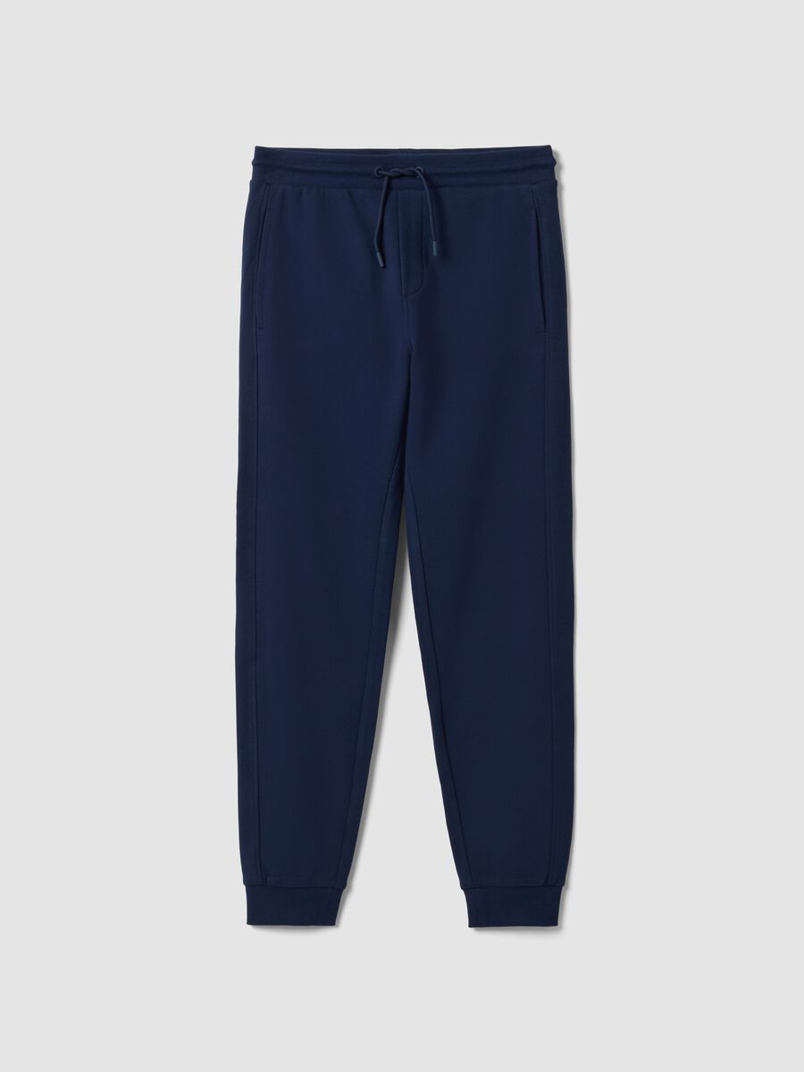 Pantaloni jogger blu in cotone organico_0
