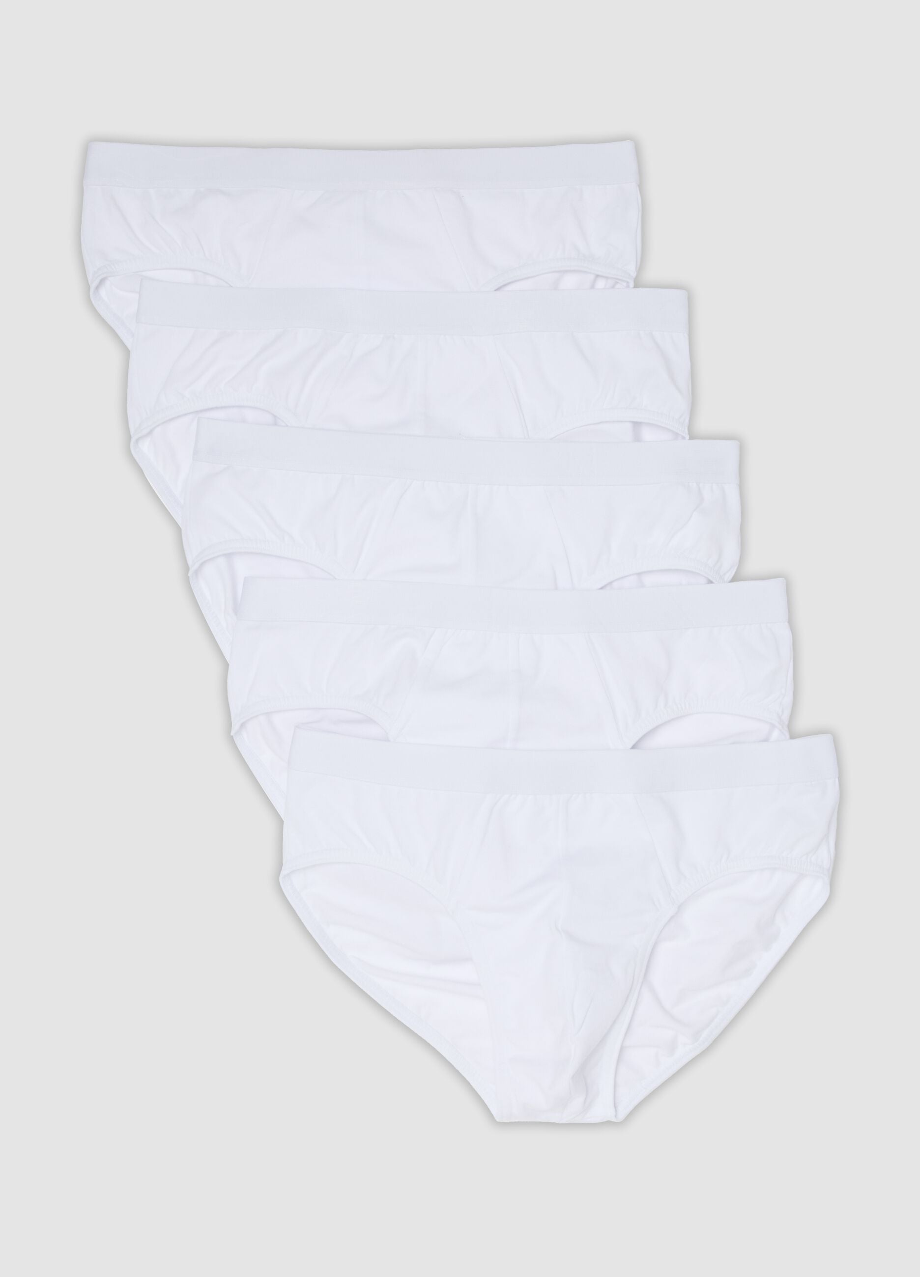 Pack of five white briefs in stretch organic cotton