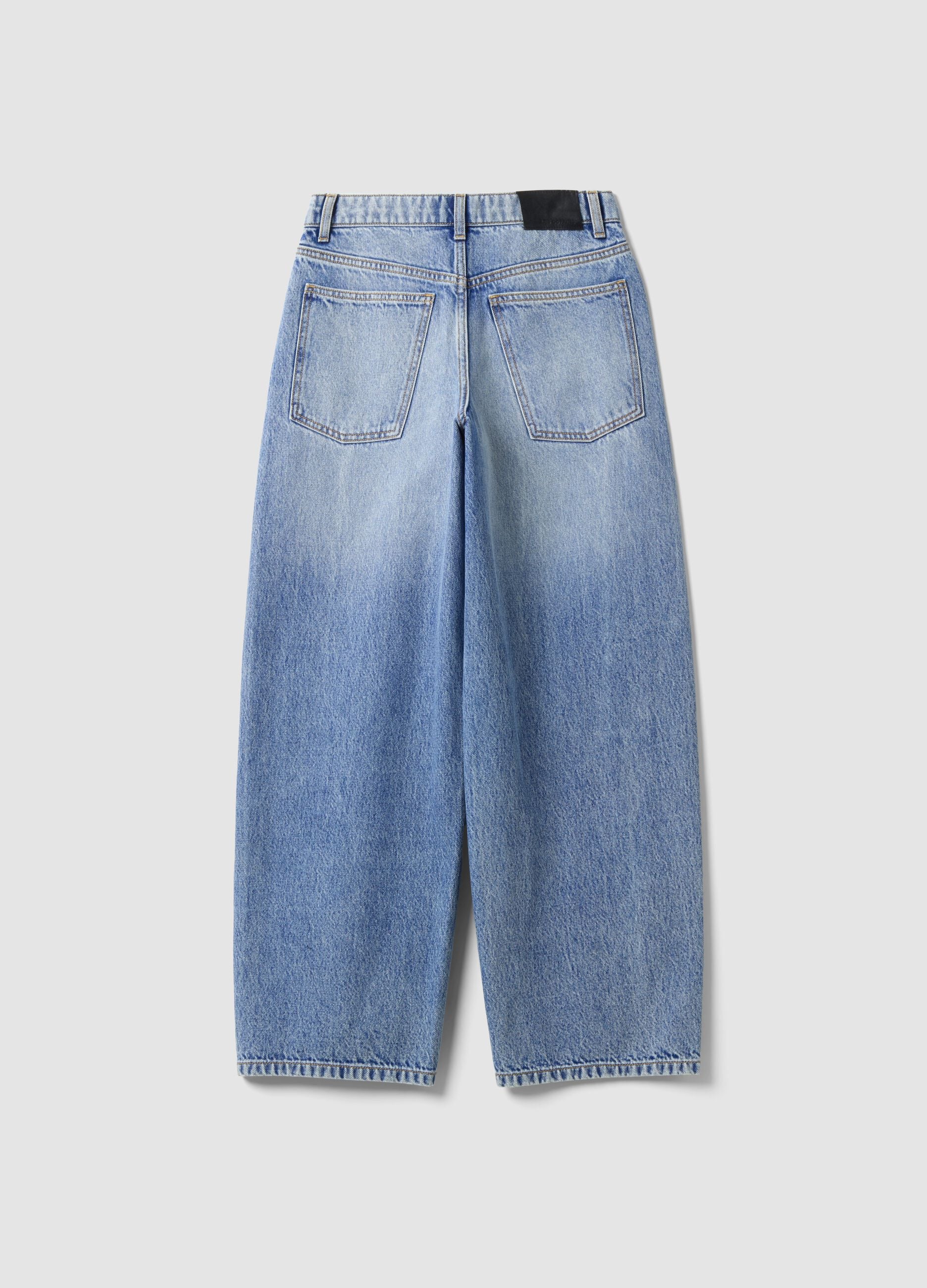 Light Blue Balloon-Fit Jeans in Pure Cotton